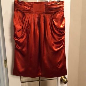 Silk Ruched Skirt in Vibrant Copper Colour